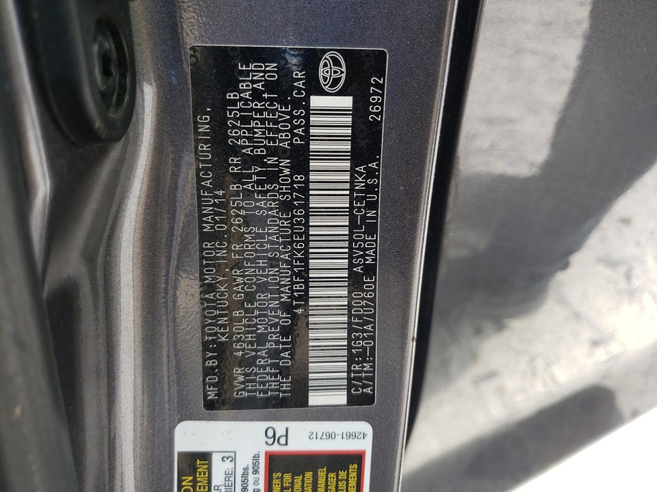 4T1BF1FK6EU361718 2014 Toyota Camry L