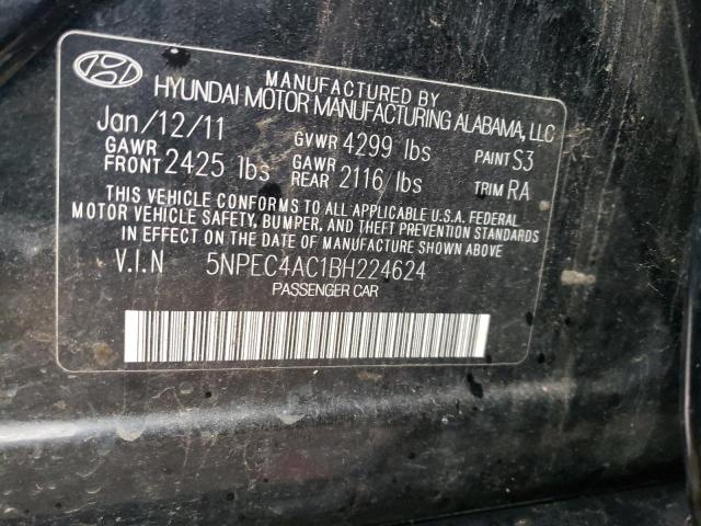 2011 Hyundai Sonata Se VIN: 5NPEC4AC1BH224624 Lot: 50110764