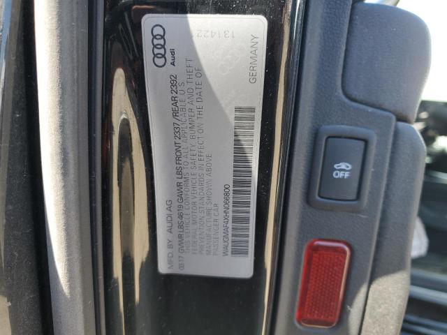 2017 Audi A4 Ultra Premium VIN: WAUGMAF4XHN066800 Lot: 52263924