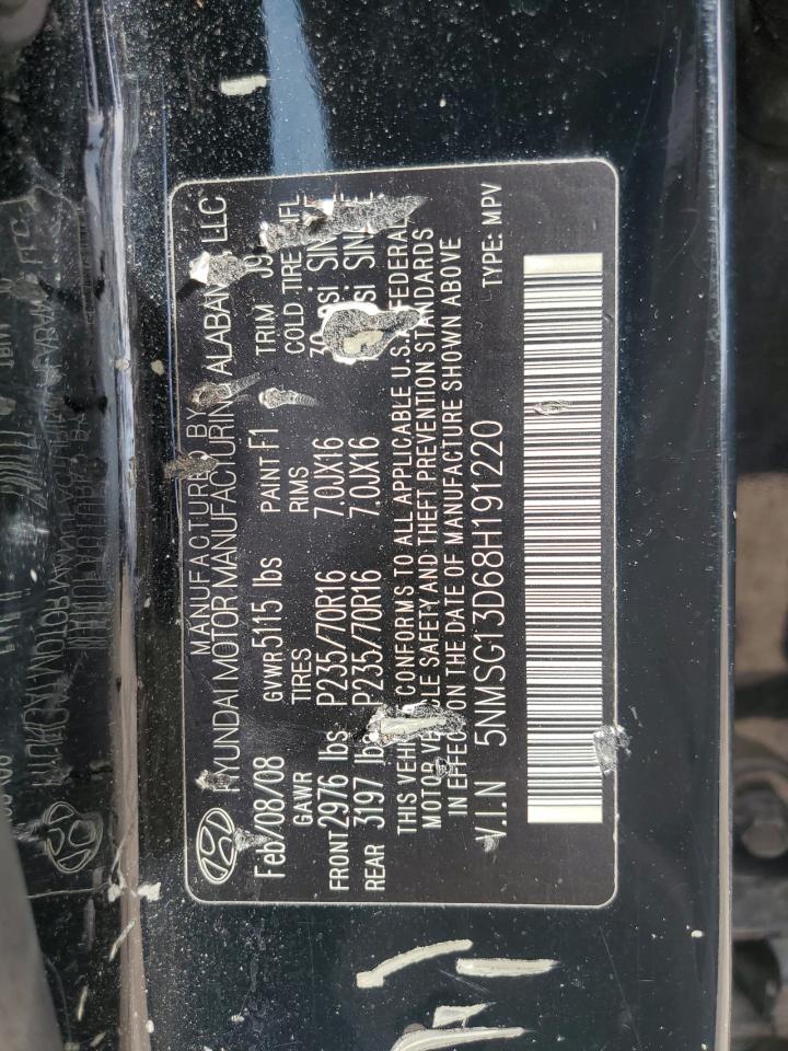 5NMSG13D68H191220 2008 Hyundai Santa Fe Gls