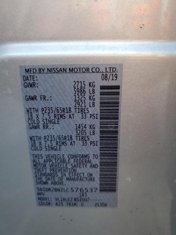 2020 Nissan Pathfinder Sv VIN: 5N1DR2BN2LC576537 Lot: 53229194