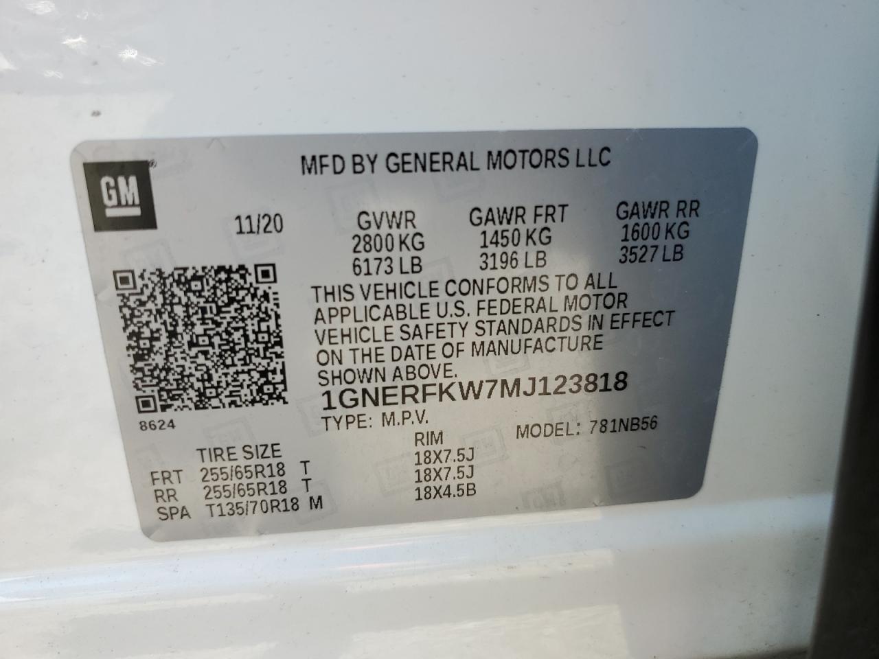 2021 Chevrolet Traverse Ls vin: 1GNERFKW7MJ123818