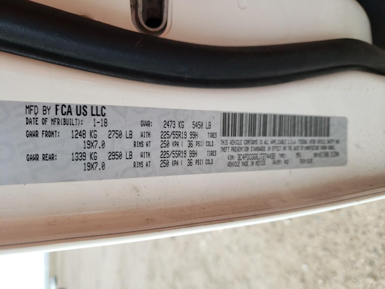 3C4PDCGG6JT274492 2018 Dodge Journey Crossroad