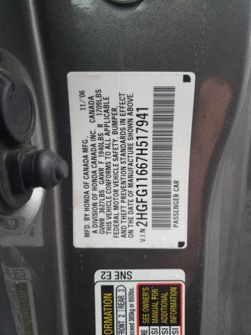 2007 Honda Civic Lx VIN: 2HGFG11667H517941 Lot: 52544814