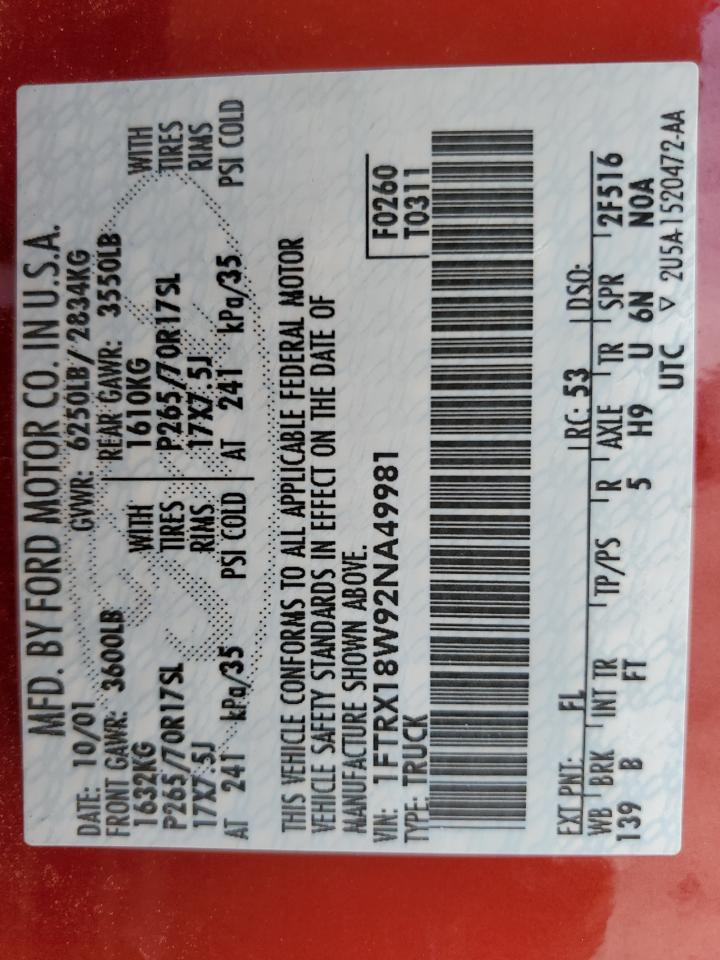 1FTRX18W92NA49981 2002 Ford F150