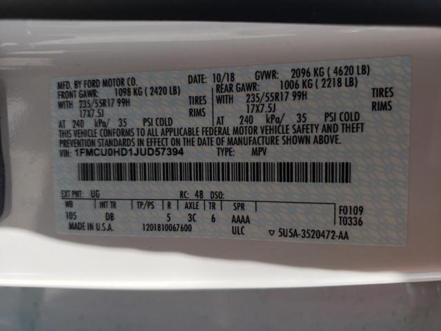 2018 FORD ESCAPE SEL - 1FMCU0HD1JUD57394