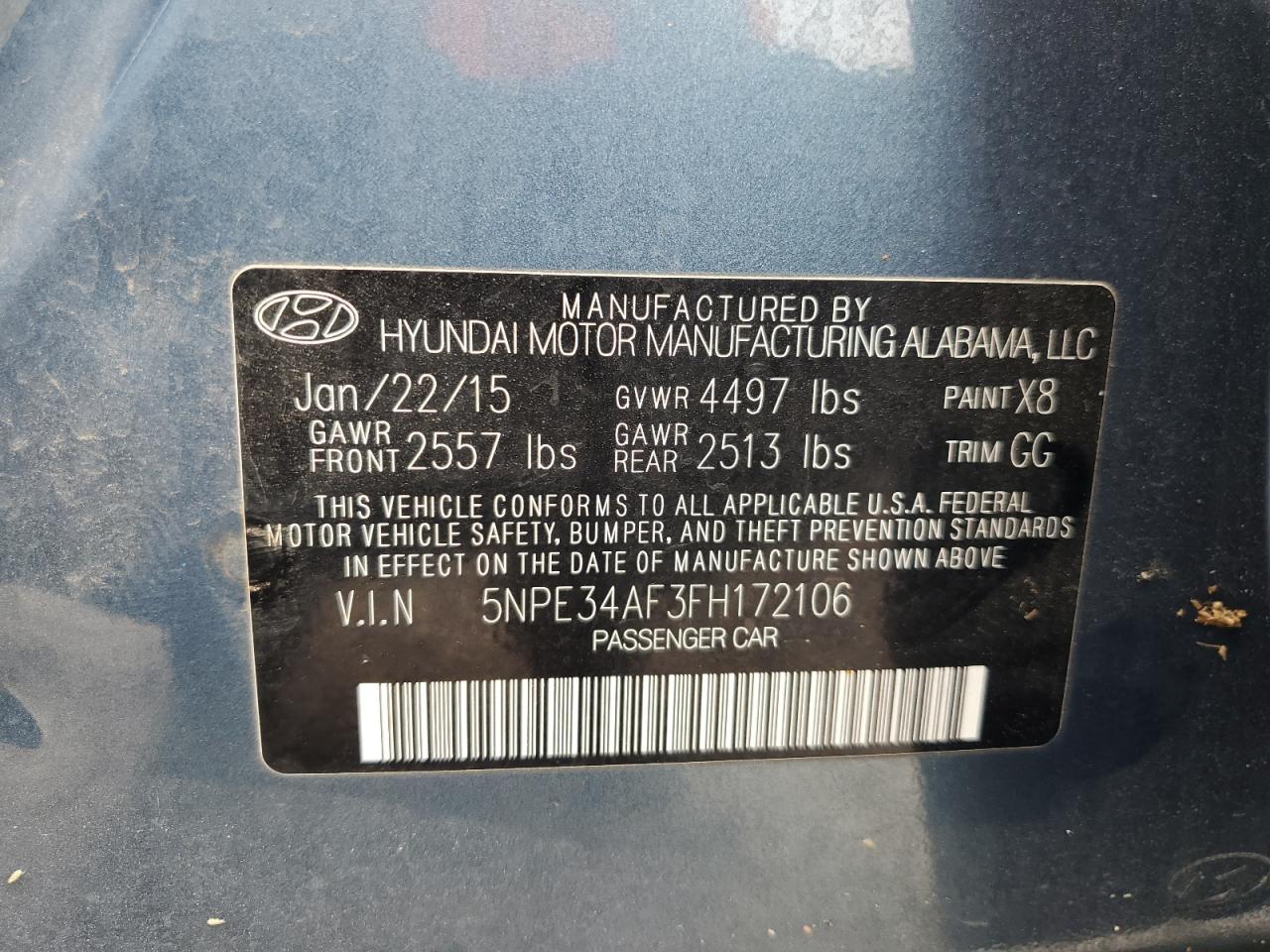 5NPE34AF3FH172106 2015 Hyundai Sonata Sport