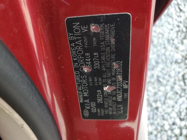 2003 Kia Sorento Ex VIN: KNDJC733235118102 Lot: 50692914
