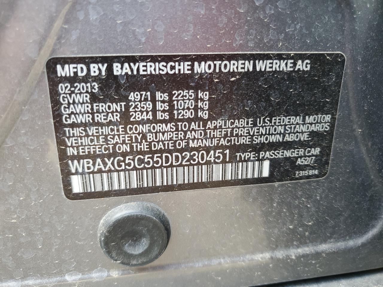 WBAXG5C55DD230451 2013 BMW 528 I