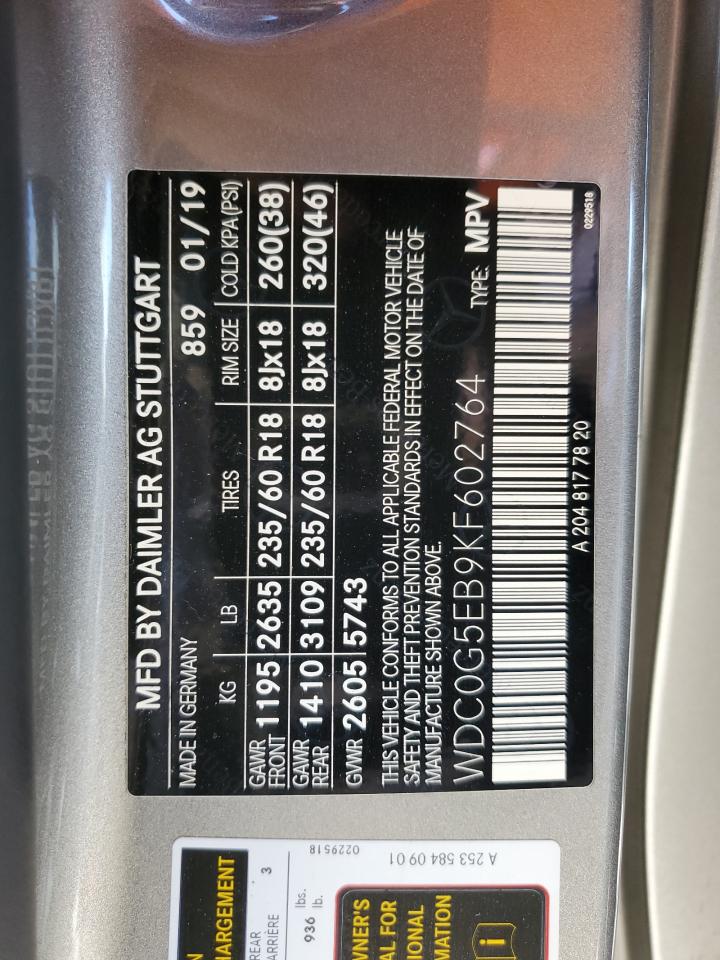 WDC0G5EB9KF602764 Mercedes-Benz GLC-Class 2019. Фото: 13