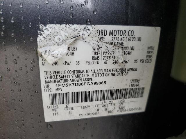 2015 FORD EXPLORER X - 1FM5K7D88FGA99865