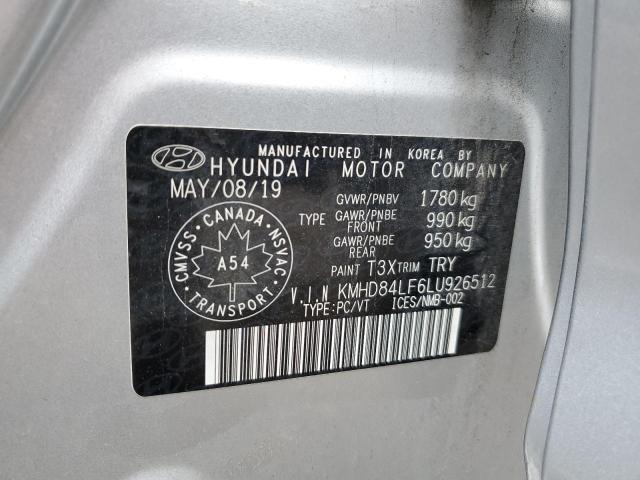 2020 Hyundai Elantra Sel VIN: KMHD84LF6LU926512 Lot: 52894594