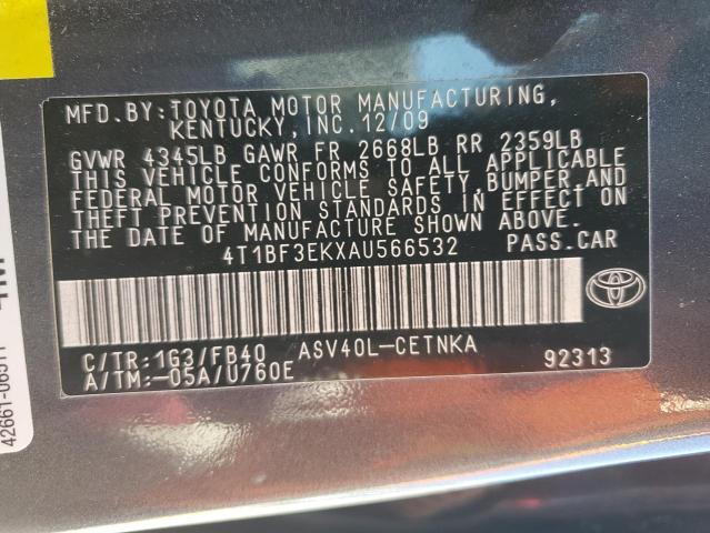 2010 Toyota Camry Base VIN: 4T1BF3EKXAU566532 Lot: 51584734