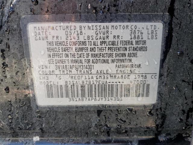 2018 Nissan Sentra S VIN: 3N1AB7AP8JY314301 Lot: 49548274