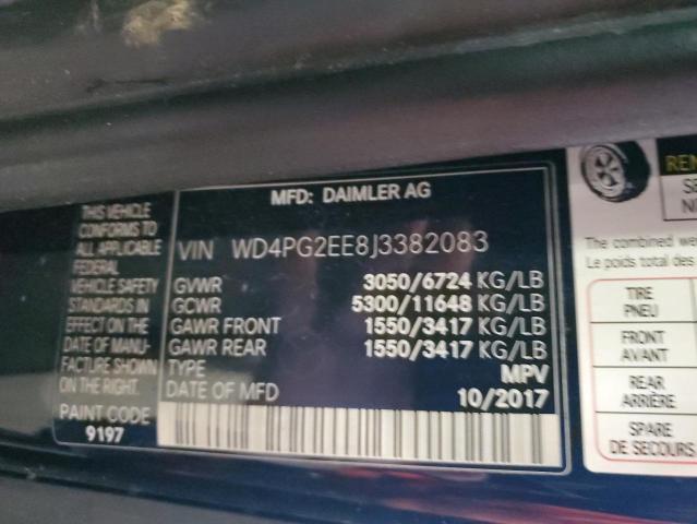 2018 Mercedes-Benz Metris VIN: WD4PG2EE8J3382083 Lot: 52695424