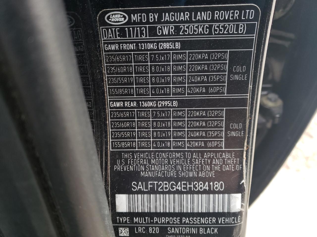 SALFT2BG4EH384180 2014 Land Rover Lr2 Hse Luxury