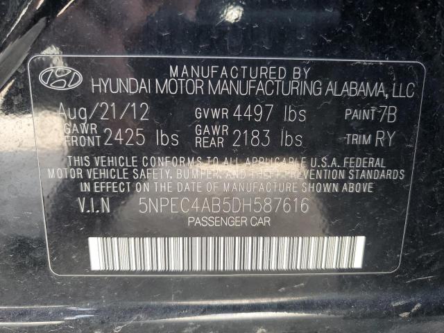 2013 Hyundai Sonata Se VIN: 5NPEC4AB5DH587616 Lot: 49185354