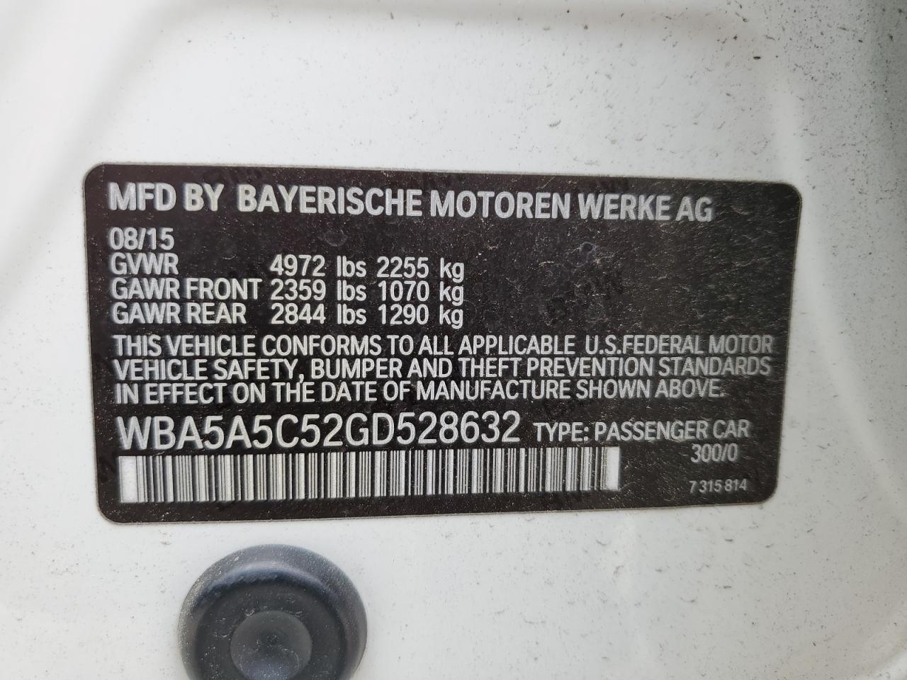 WBA5A5C52GD528632 2016 BMW 528 I