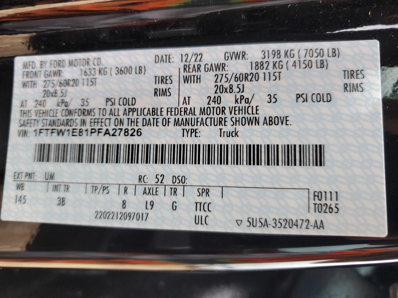 1FTFW1E81PFA27826 FORD F-150 2023