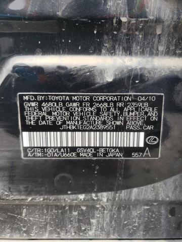 2010 Lexus Es 350 VIN: JTHBK1EG2A2389551 Lot: 51799524