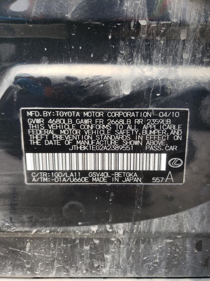 JTHBK1EG2A2389551 2010 Lexus Es 350