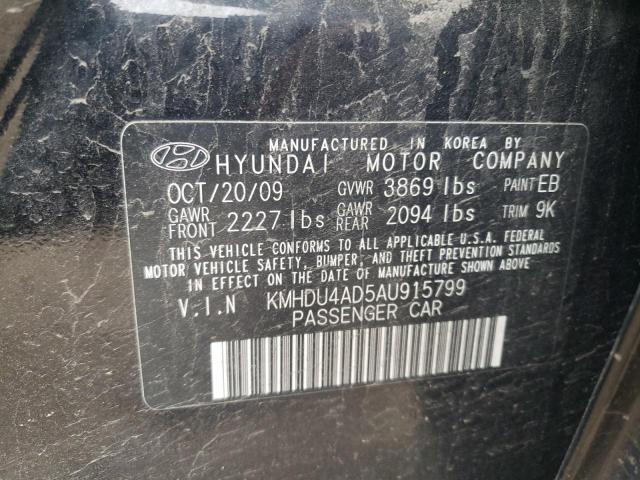 2010 Hyundai Elantra Blue VIN: KMHDU4AD5AU915799 Lot: 50995514