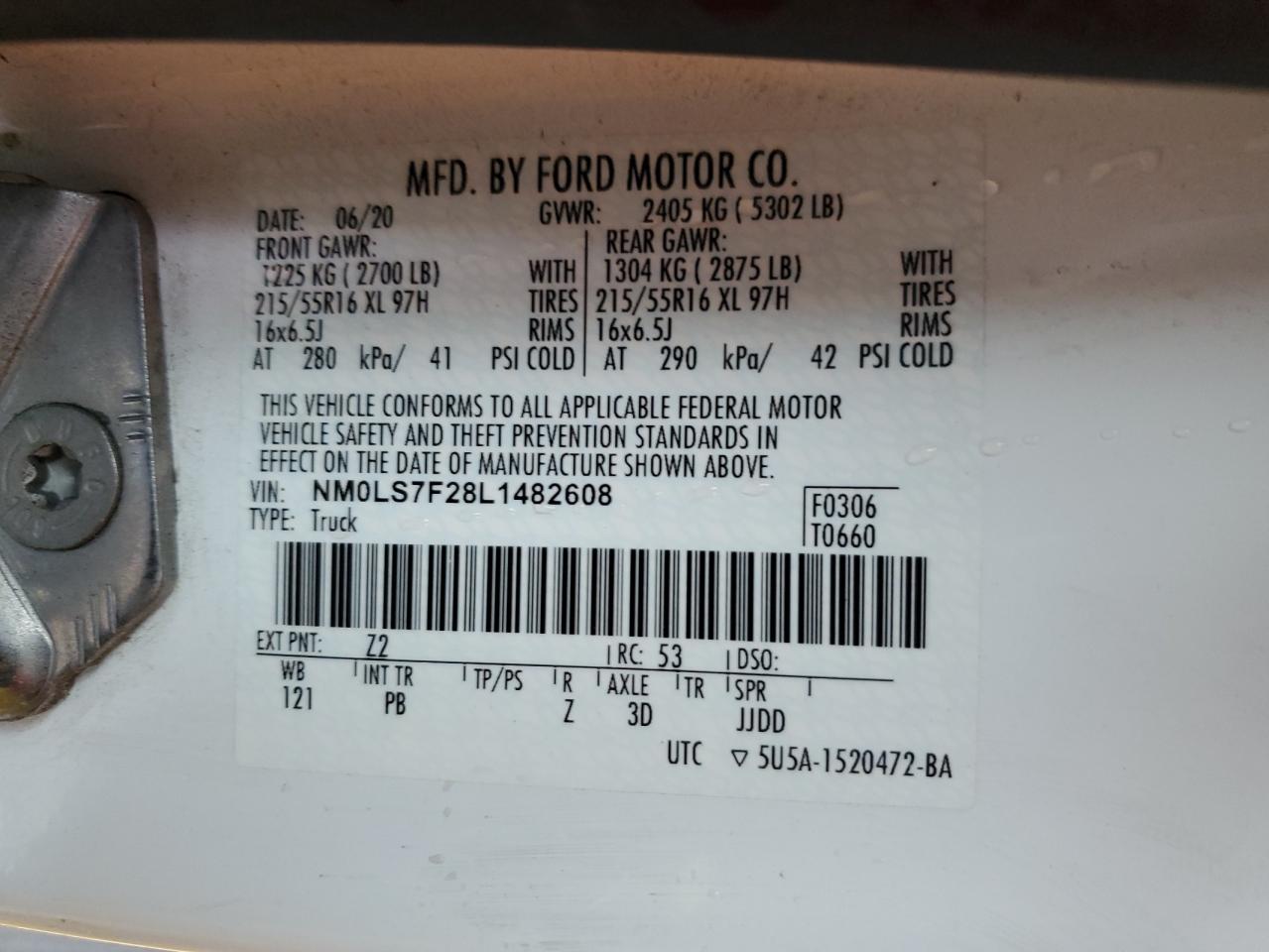 NM0LS7F28L1482608 2020 Ford Transit Connect Xlt