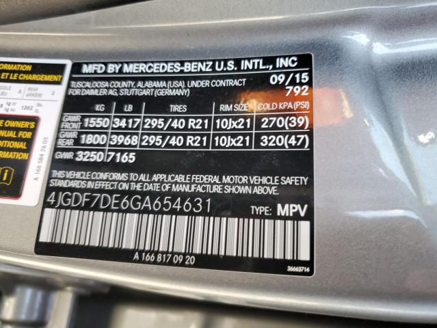 2016 MERCEDES-BENZ GL 550 4MA 4JGDF7DE6GA654631