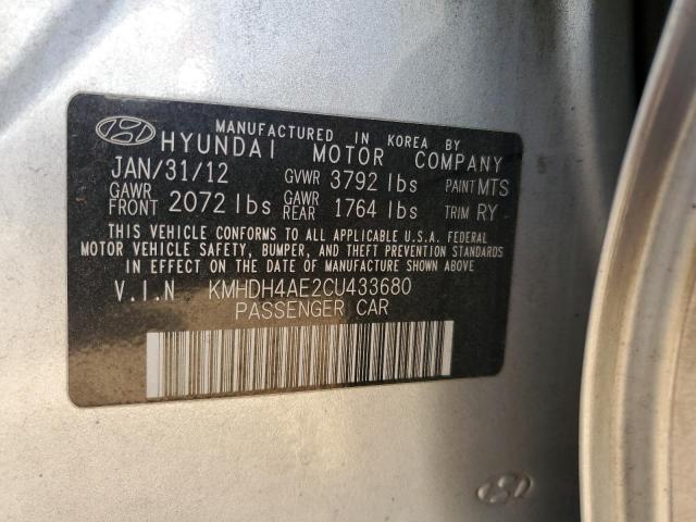 2012 Hyundai Elantra Gls VIN: KMHDH4AE2CU433680 Lot: 51534994