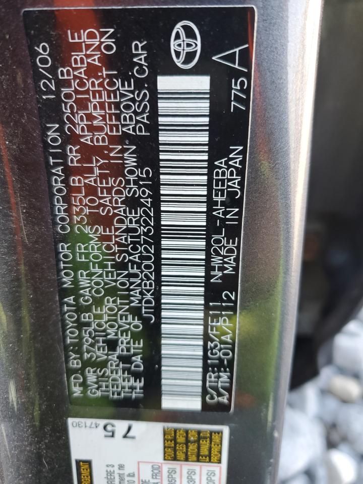 JTDKB20U273224915 2007 Toyota Prius