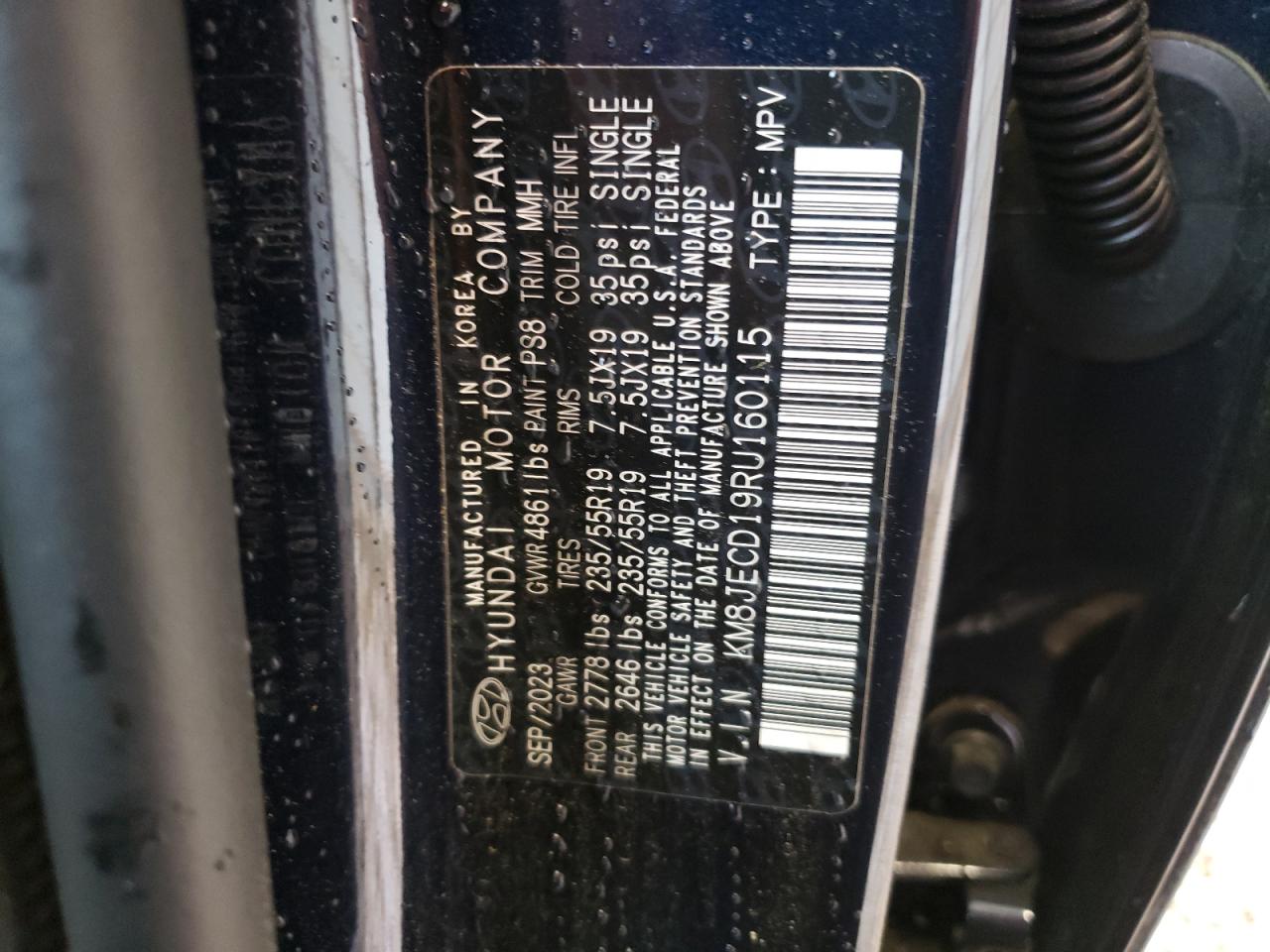 KM8JECD19RU160115 2024 Hyundai Tucson Limited