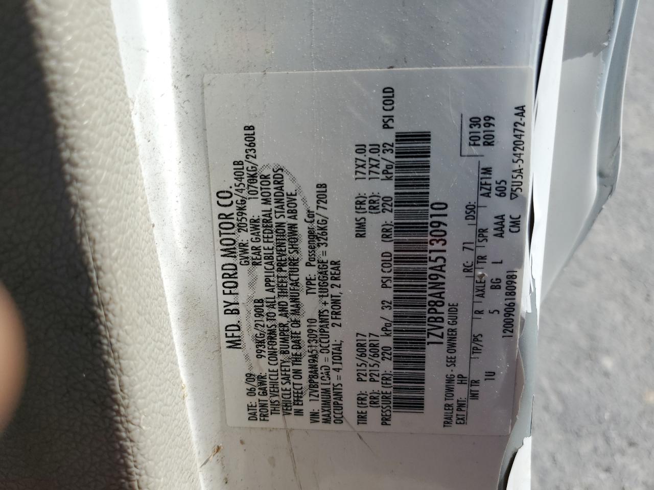 1ZVBP8AN9A5130910 2010 Ford Mustang