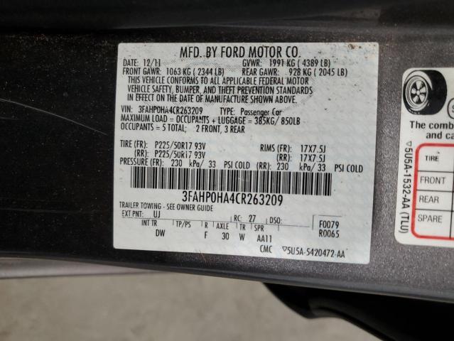 2012 Ford Fusion Se VIN: 3FAHP0HA4CR263209 Lot: 49009414