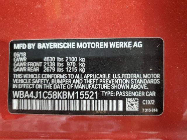 VIN WBA4J1C58KBM15521 2019 BMW 4 Series, 430I Gran ... no.13