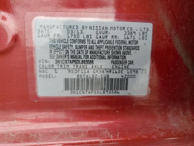 VIN 3N1CN7AP5DL893586 2013 Nissan Versa, S no.13