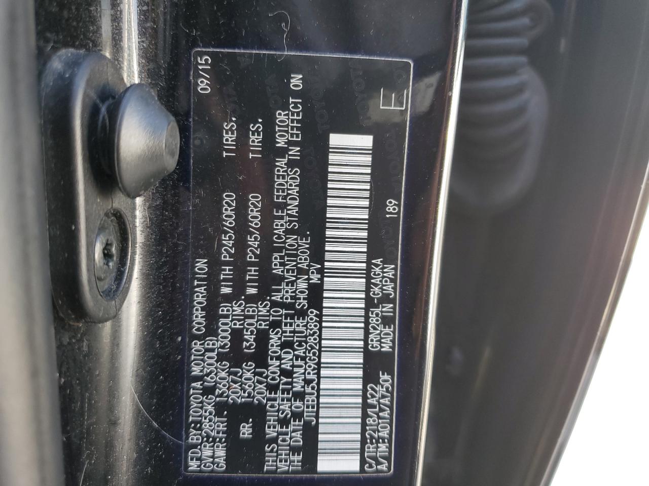 JTEBU5JR9G5283899 2016 Toyota 4Runner Sr5/Sr5 Premium