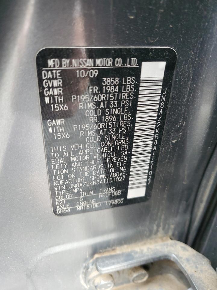 JN8AZ2KR8AT151027 2010 Nissan Cube Base