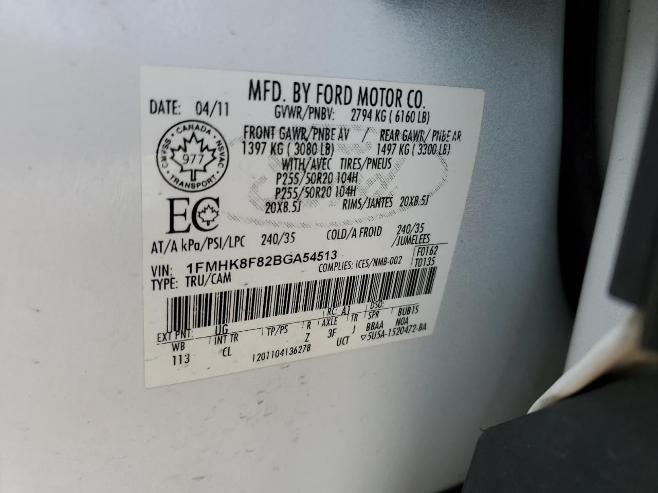 1FMHK8F82BGA54513 2011 Ford Explorer Limited