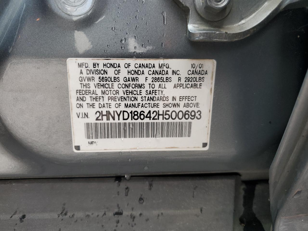 2HNYD18642H500693 2002 Acura Mdx Touring