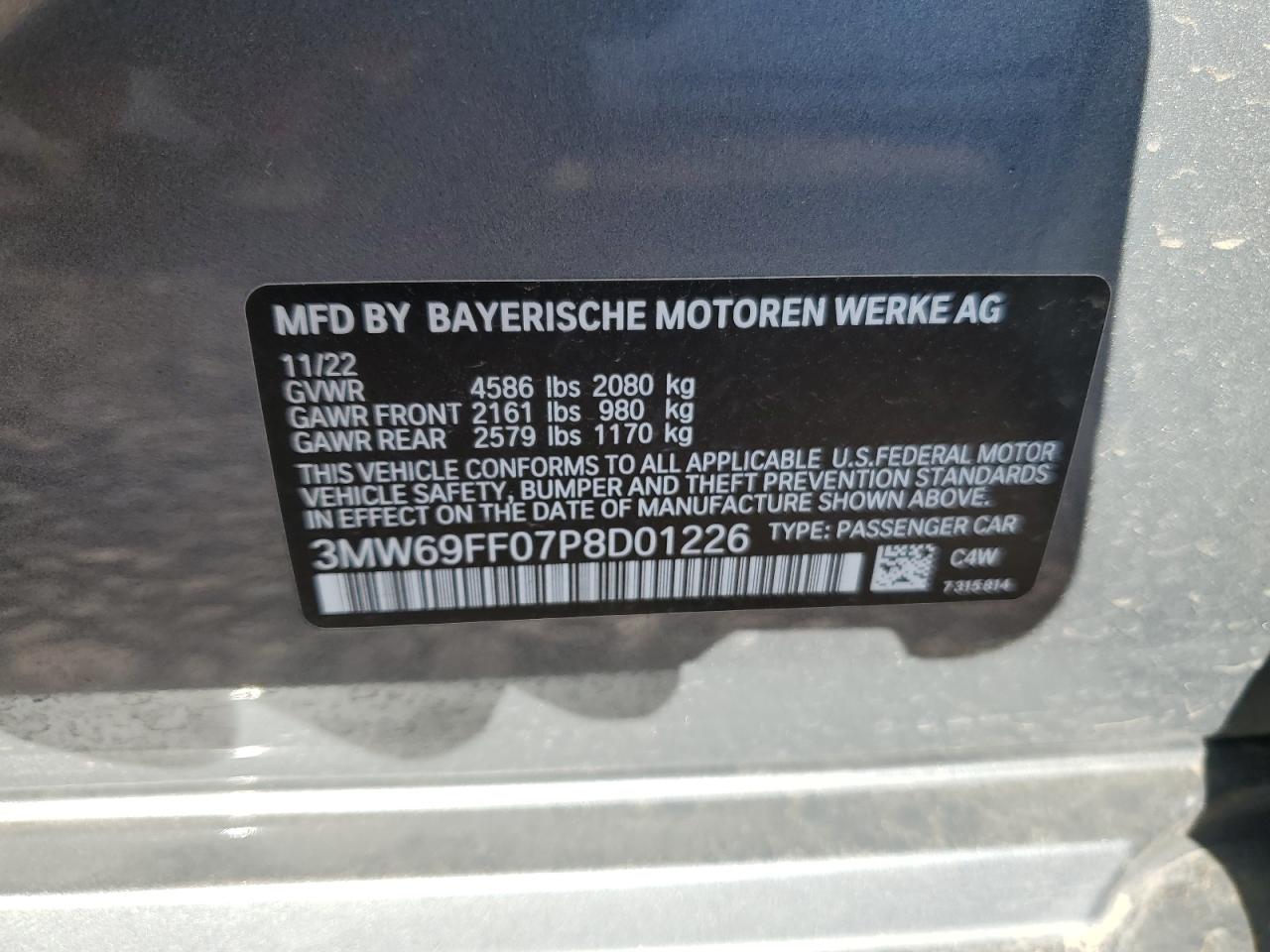 3MW69FF07P8D01226 2023 BMW 330I