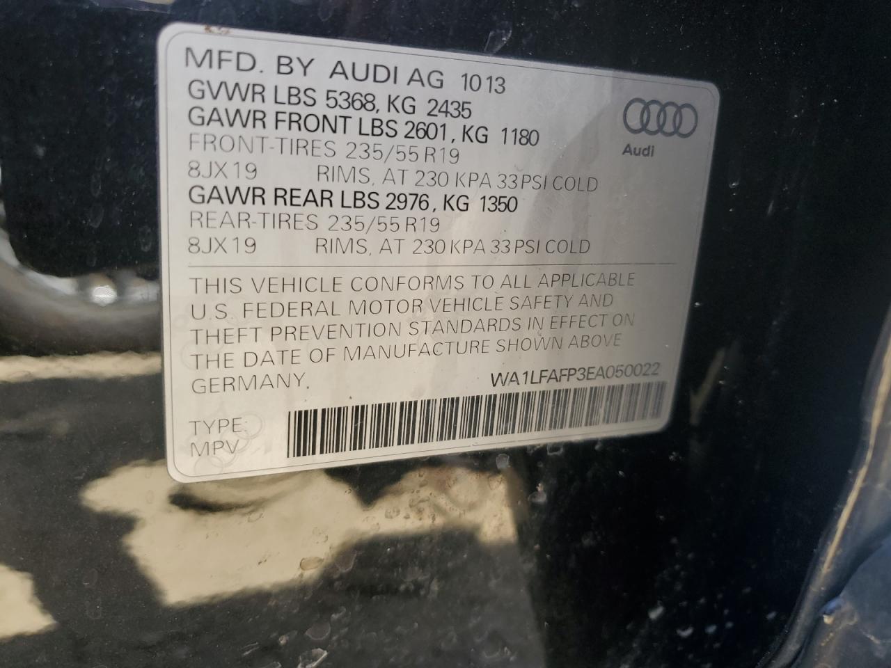 WA1LFAFP3EA050022 2014 Audi Q5 Premium Plus