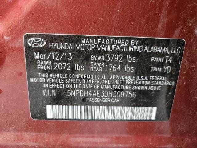 2013 Hyundai Elantra Gls VIN: 5NPDH4AE3DH309756 Lot: 51816664