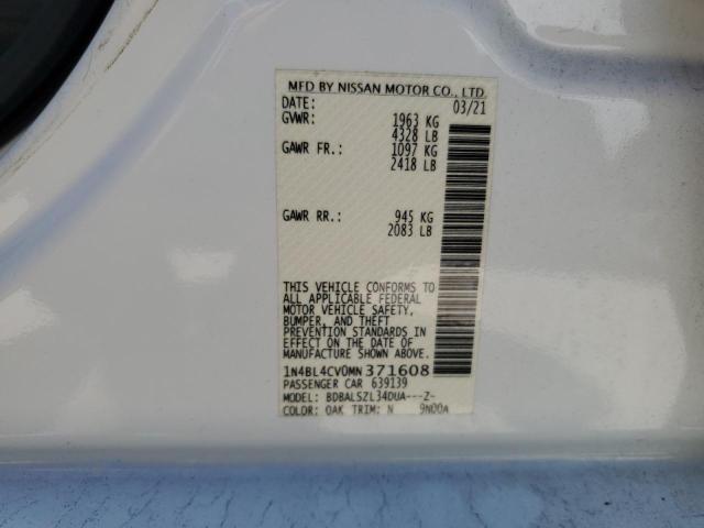 2021 Nissan Altima Sr VIN: 1N4BL4CV0MN371608 Lot: 49687874