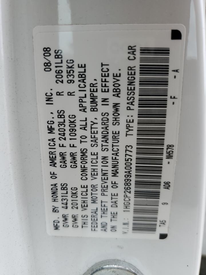 1HGCP26899A005773 2009 Honda Accord Exl