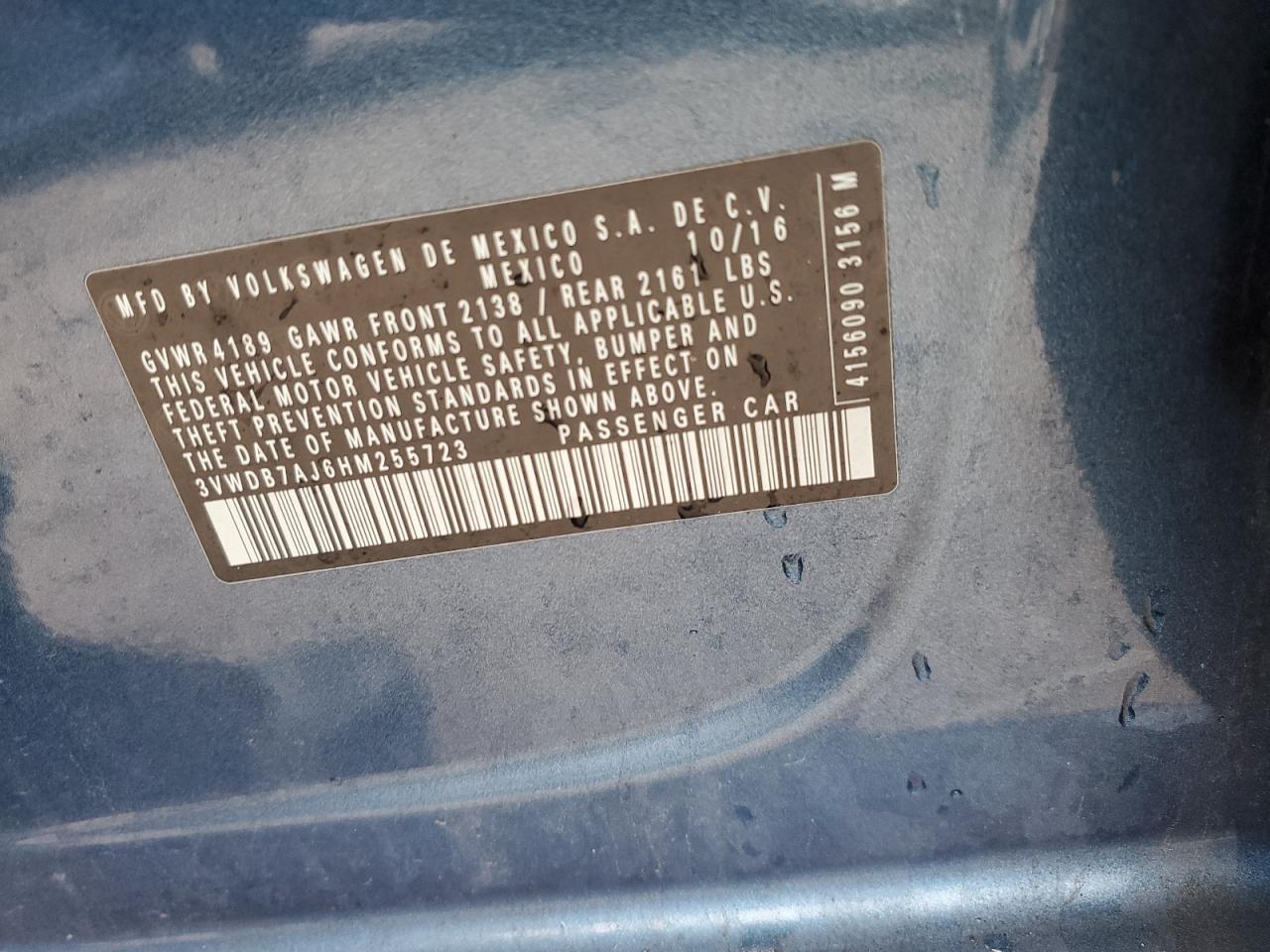 3VWDB7AJ6HM255723 2017 Volkswagen Jetta Se