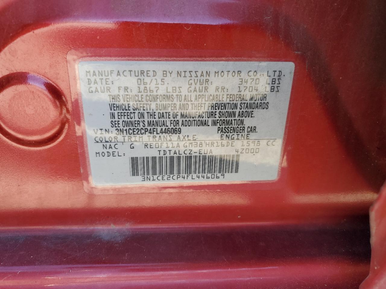 3N1CE2CP4FL446069 2015 Nissan Versa Note S