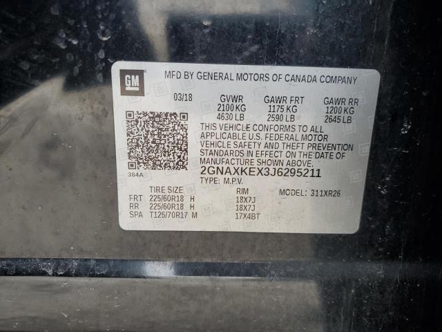 2018 Chevrolet Equinox Lt VIN: 2GNAXKEX3J6295211 Lot: 51850654