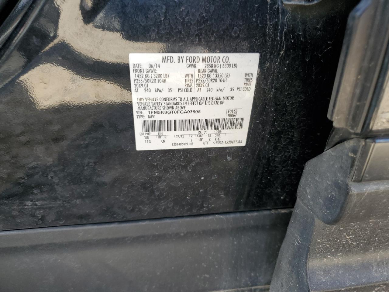 1FM5K8GT0FGA03605 2015 Ford Explorer Sport