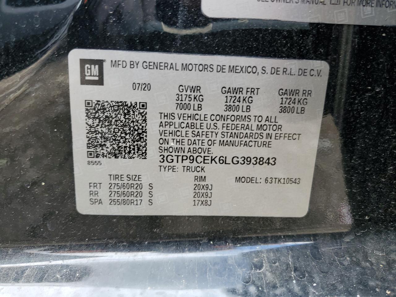 3GTP9CEK6LG393843 2020 GMC Sierra K1500 Elevation