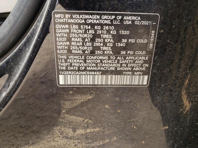 1V2ER2CA2MC568457 Volkswagen Atlas SEL 12